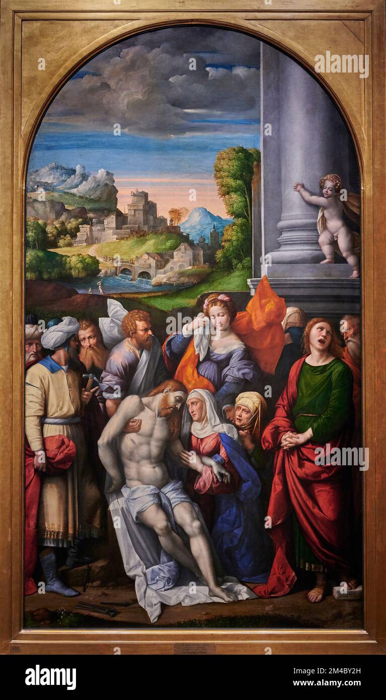 Compianto sul Cristo Morto - olio su tavola - Benvenuto Tisi detto il Garofalo - 1527 - Mailand, Italien, Pinacoteca di Brera Stockfoto