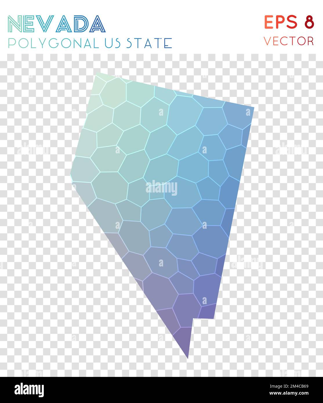 Nevada polygonale Karte, Mosaikstil US-Bundesstaat. Authentischer, flacher Poly-Stil, modernes Design. Nevada polygonale Karte für Infografiken oder Präsentationen. Stock Vektor