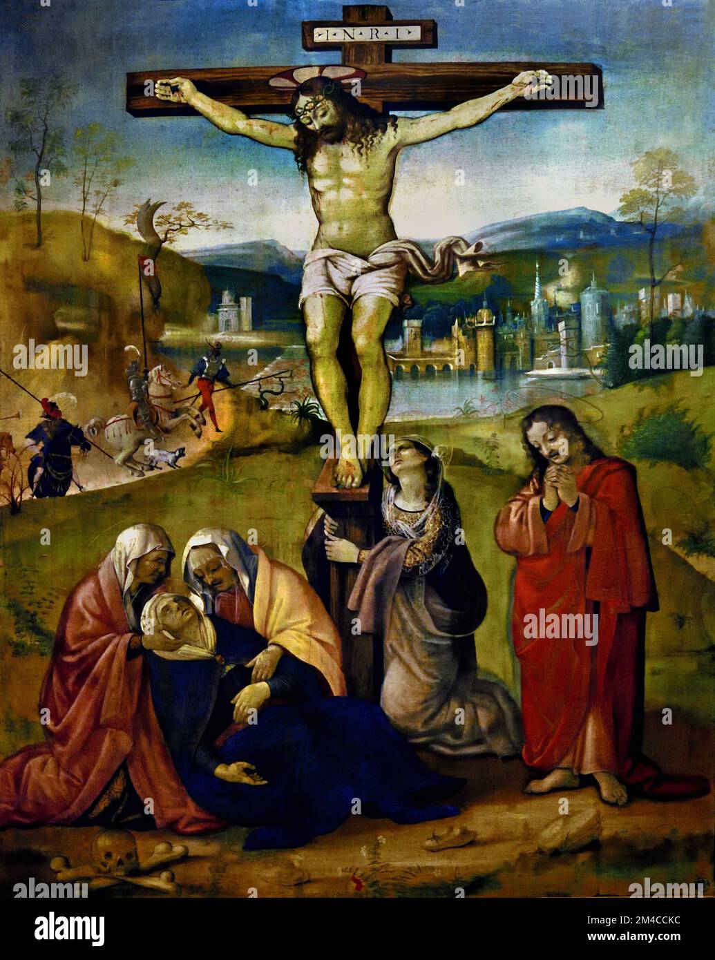 Kreuzigung Pinacoteca Nazionale di Siena Christian Art aus dem 15-16. Jahrhundert, Italien, Italienisch. Stockfoto