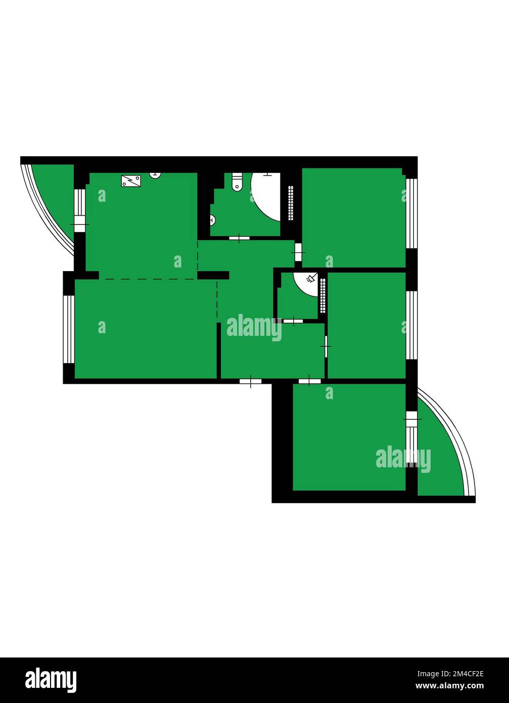 Grundriss-Baupläne. 2D. Grundriss. Grundriss. Apartmentplan. Isometrischer Grundriss. Lese den Grundriss. Stockfoto