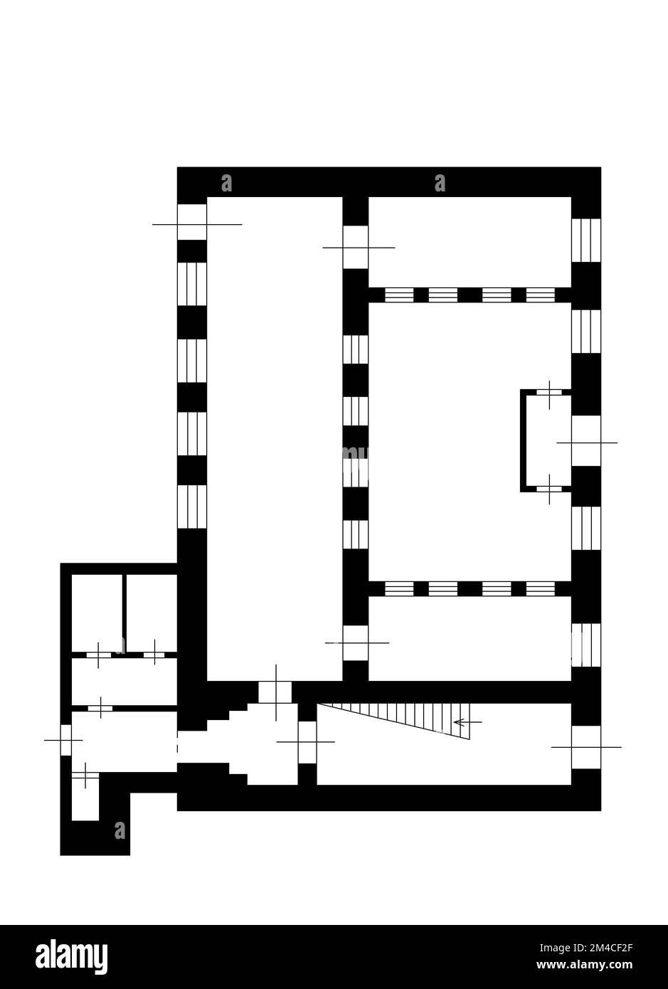 Grundriss-Baupläne. 2D. Grundriss. Grundriss. Apartmentplan. Isometrischer Grundriss. Lese den Grundriss. Stockfoto