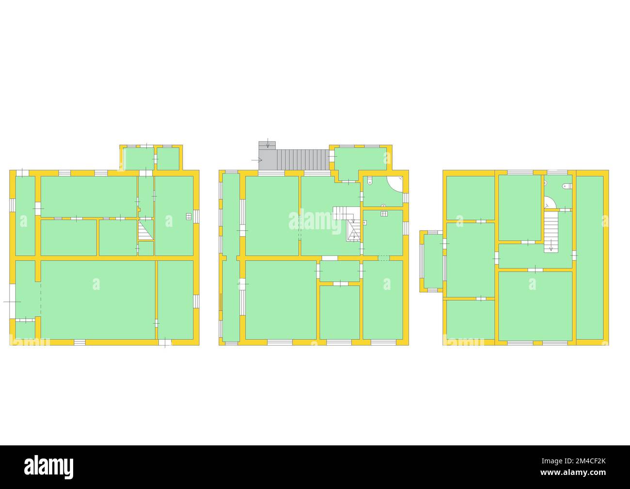 Grundriss-Baupläne. 2D. Grundriss. Grundriss. Apartmentplan. Isometrischer Grundriss. Lese den Grundriss. Stockfoto