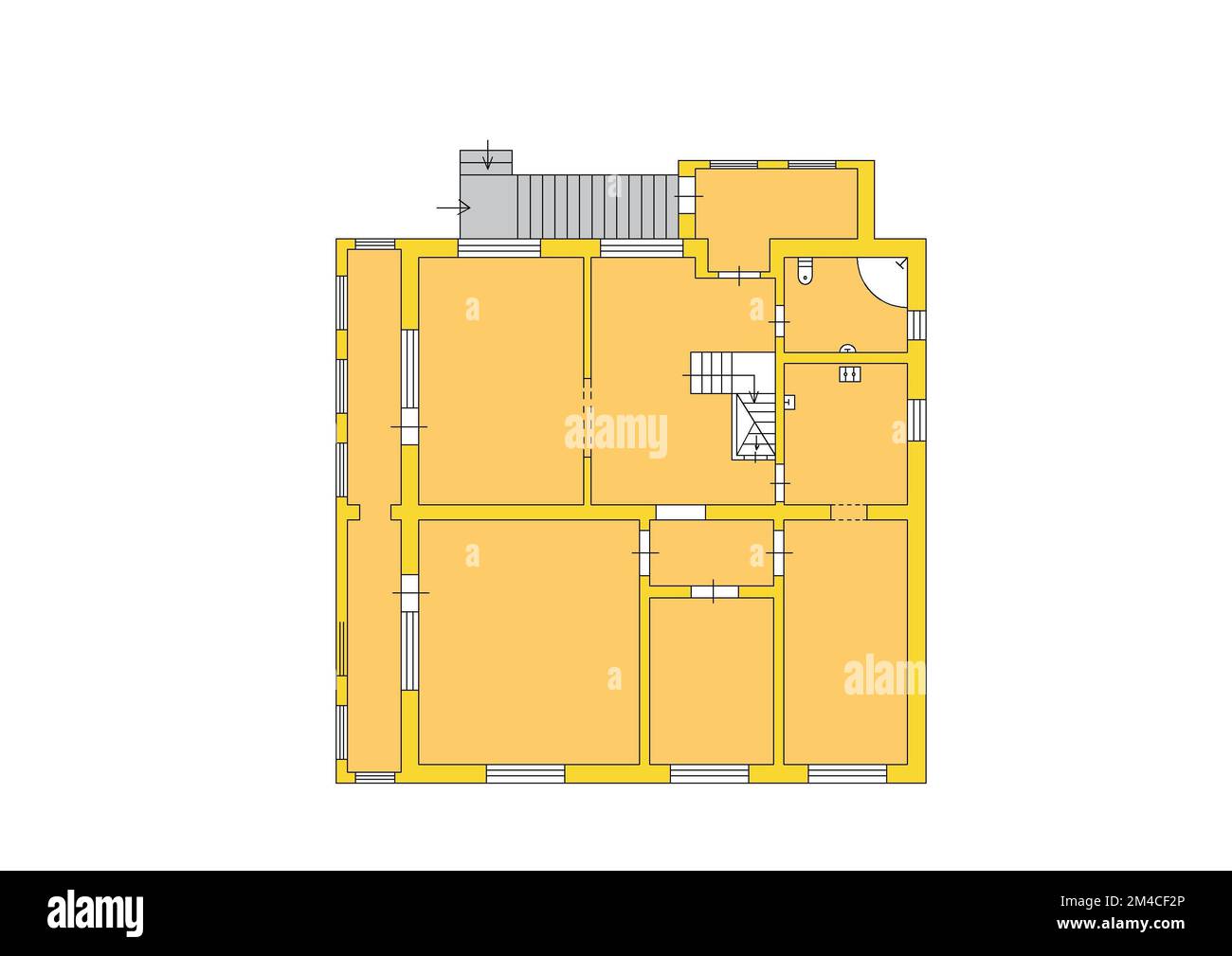 Grundriss-Baupläne. 2D. Grundriss. Grundriss. Apartmentplan. Isometrischer Grundriss. Lese den Grundriss. Stockfoto
