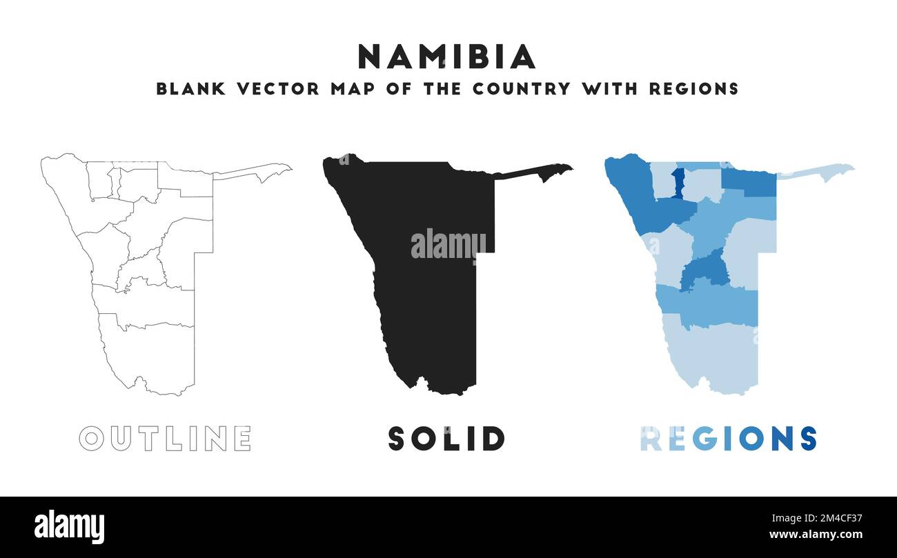 Namibia-Karte. Grenzen Namibias für Ihre Infografik. Vektorform. Vektordarstellung. Stock Vektor