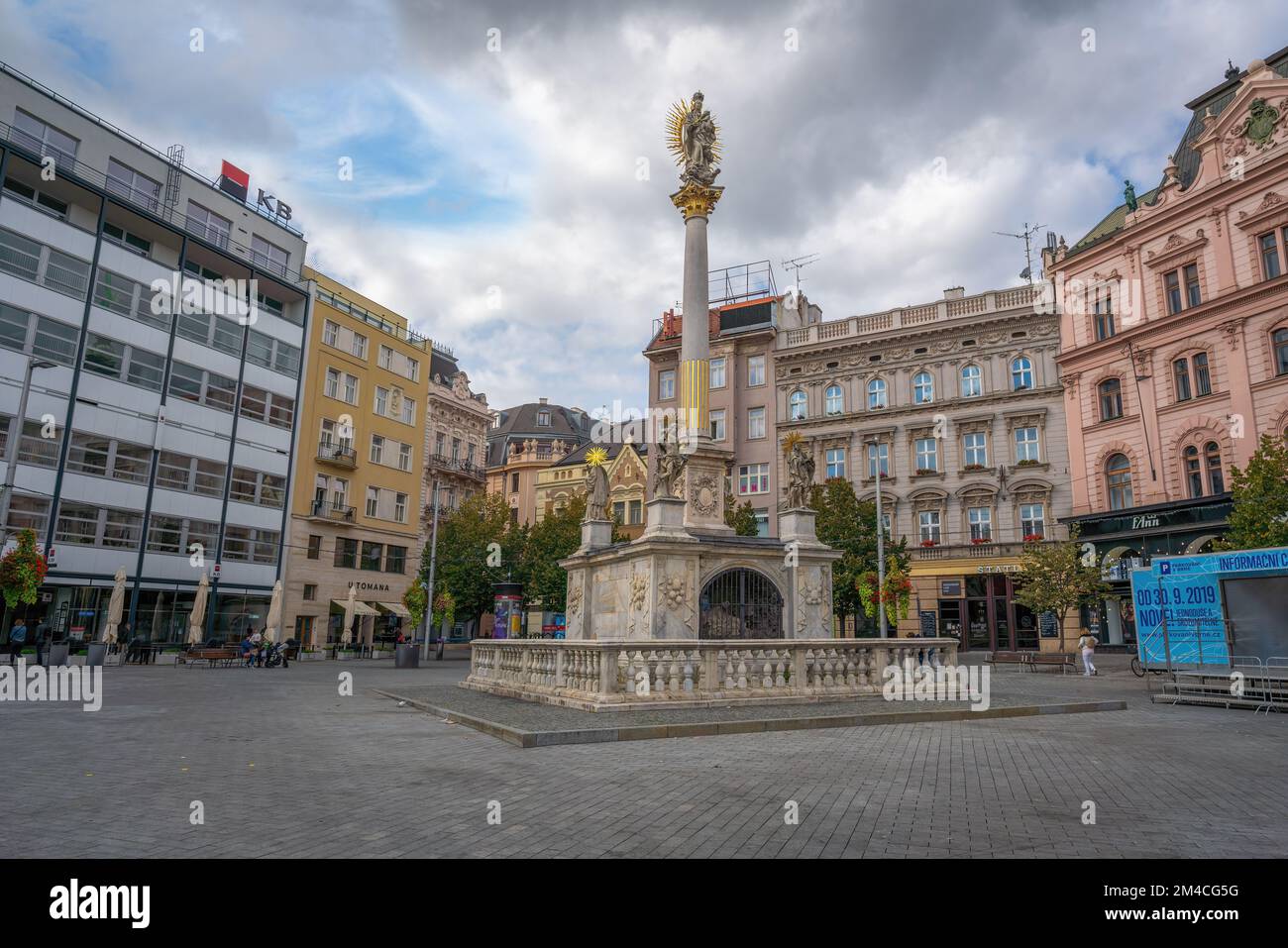 Pestsäule am Freiheitsplatz - Brünn, Tschechische Republik Stockfoto