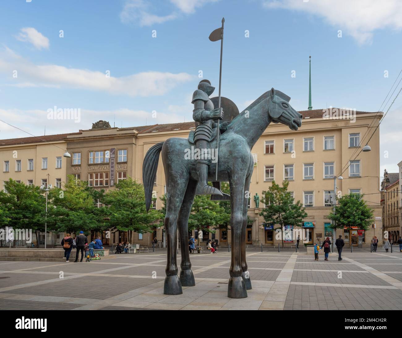 Mutige Statue - Reiterstatue des mährischen Jobstums auf dem Mährischen Platz - Brünn, Tschechische Republik Stockfoto