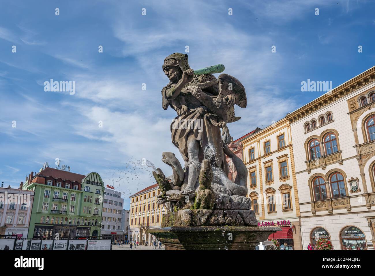 Herkulesbrunnen am Oberen Platz - Olmütz, Tschechische Republik Stockfoto