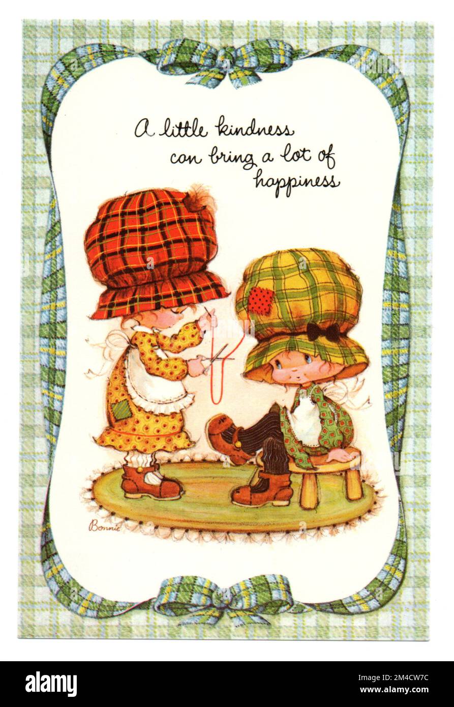 Bonny Bonnet - „Ein bisschen Freundlichkeit kann Viel Glück bringen“ von Raphael Tuck - 1890er Vintage Postcard Stockfoto