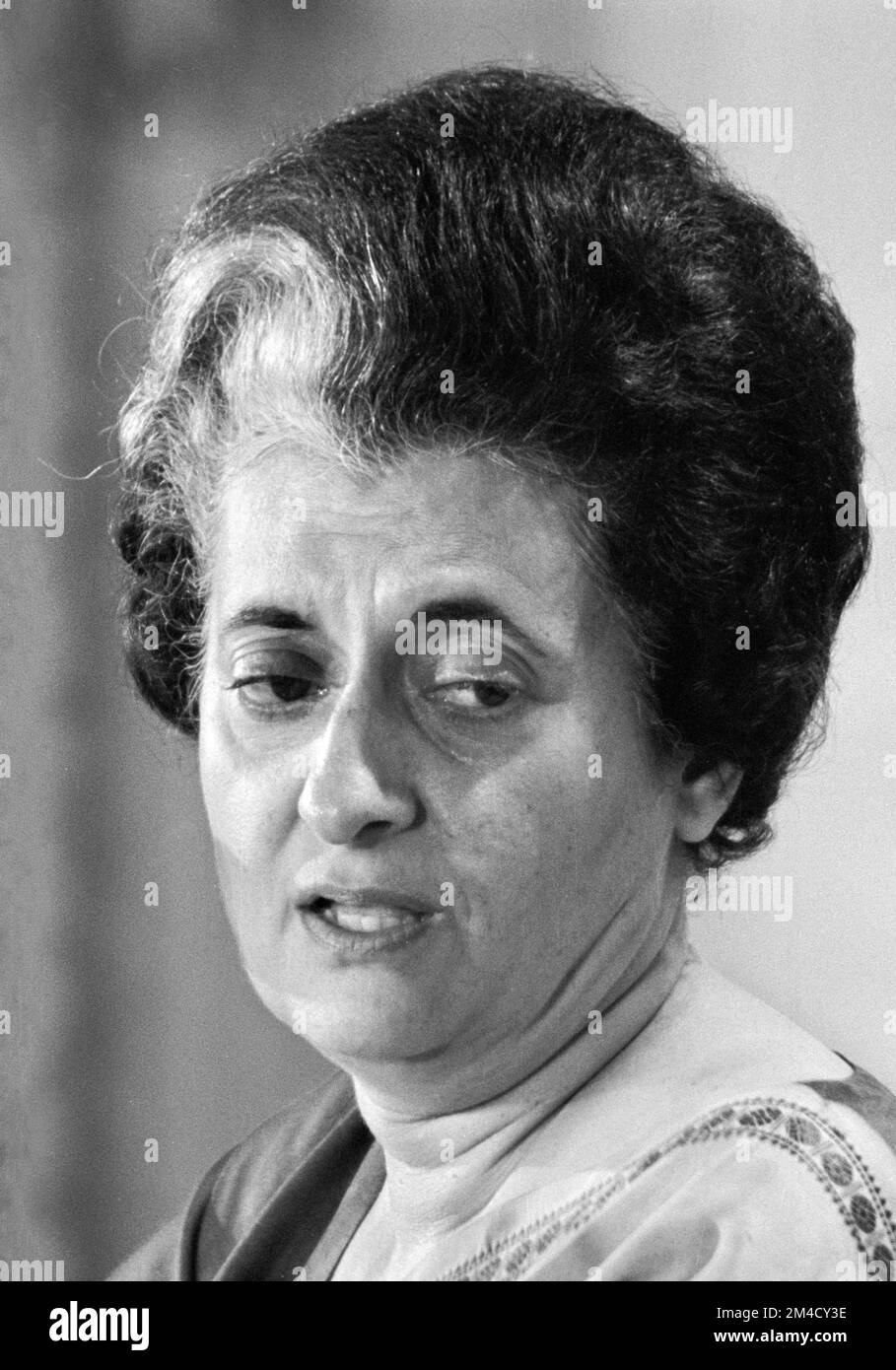 Indira Gandhi. Porträt des indischen Premierministers Indira Priyadarshini Gandhi (geborene Nehru; 1917-1984), Foto von Warren K Lefler, 1971 Stockfoto