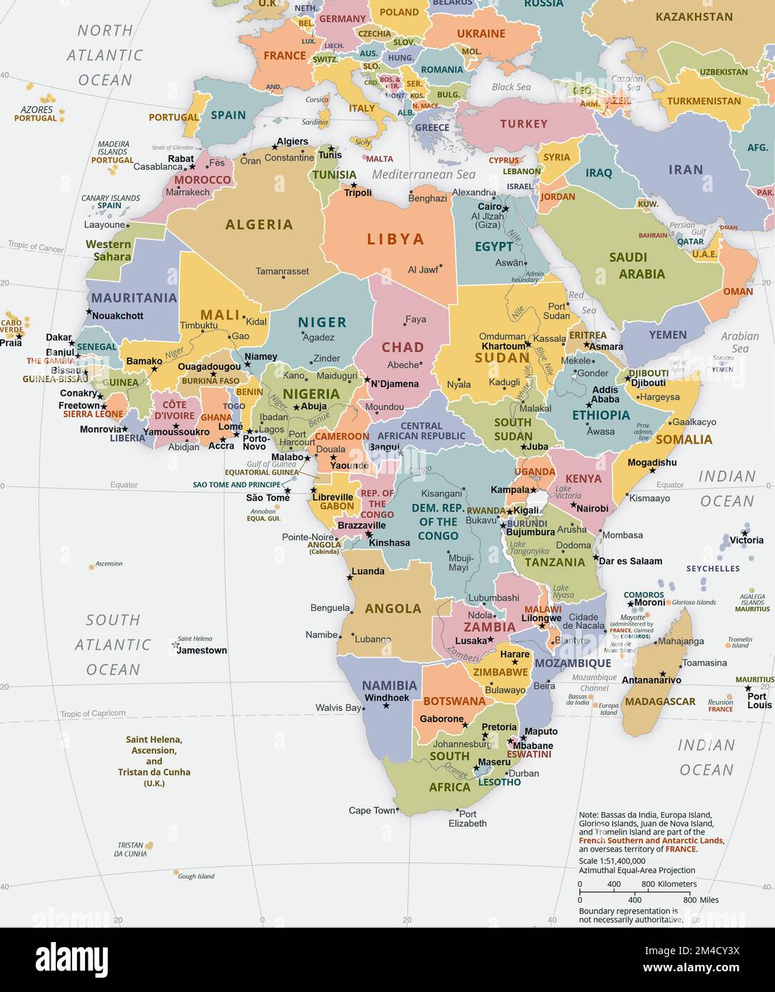 Politische Karte Afrikas Stockfoto