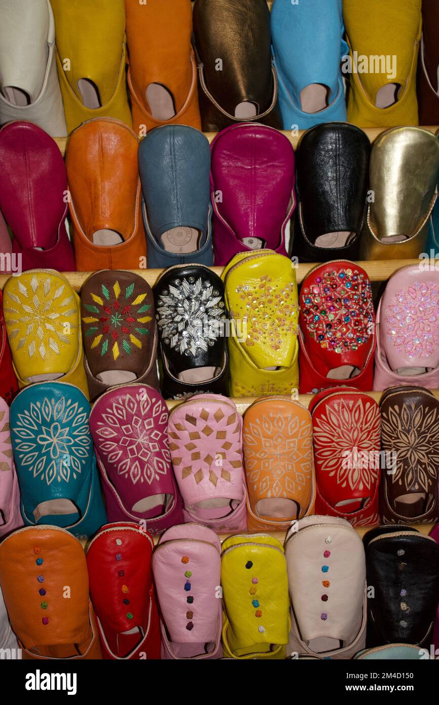 Pantoffeln, Marrakesch, Marokko Stockfoto