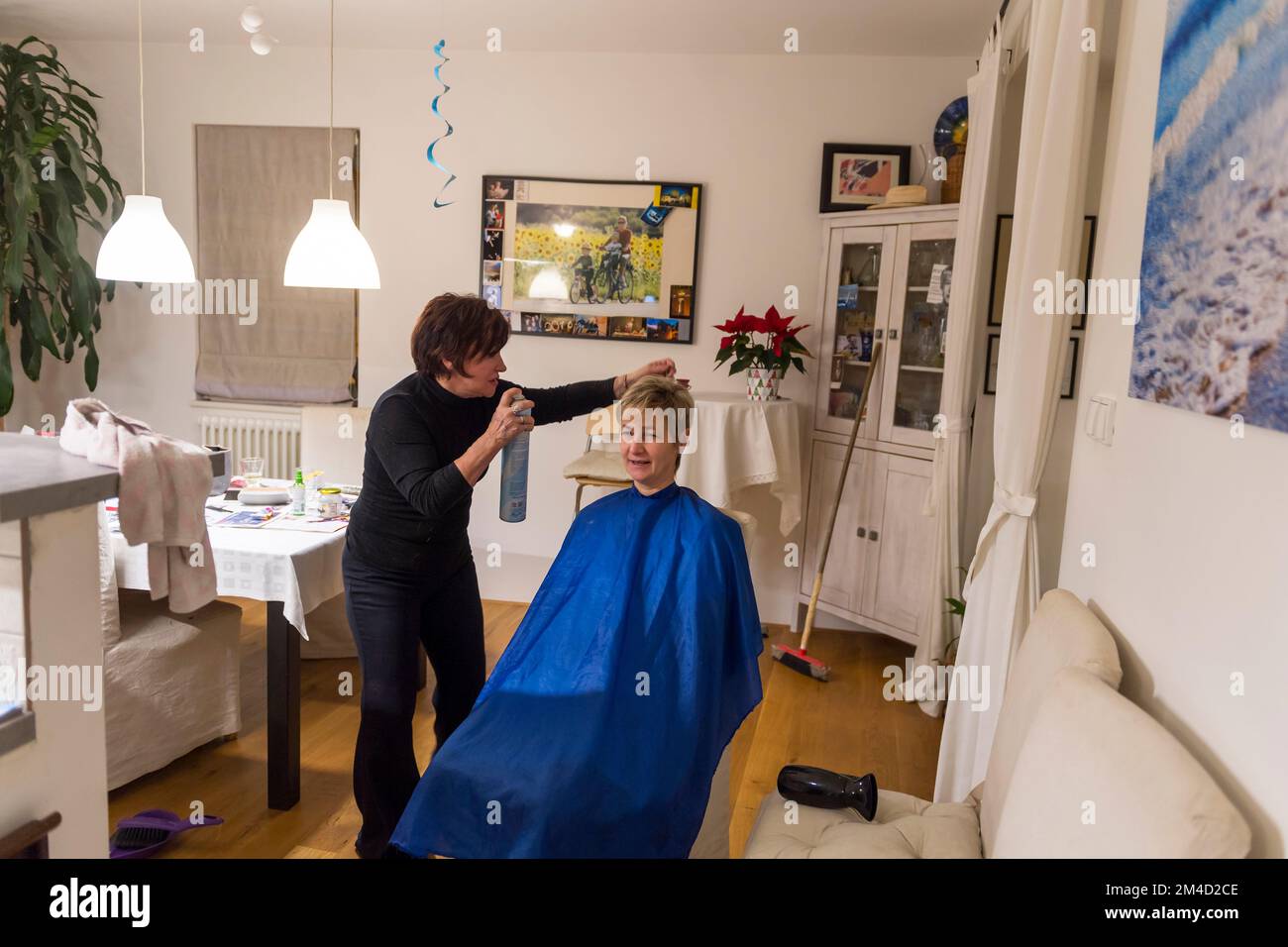 Private Friseurin Stockfoto