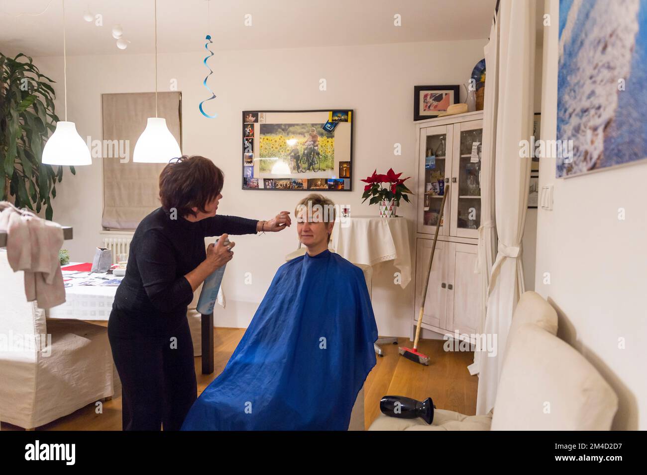 Private Friseurin Stockfoto