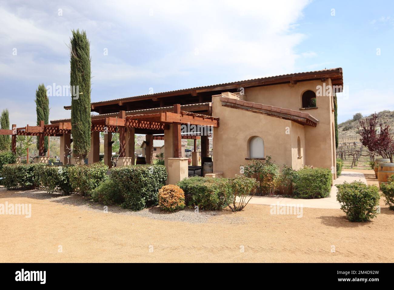 Ein Blick auf ein Weingut im toskanischen Stil in Arizona, USA Stockfoto