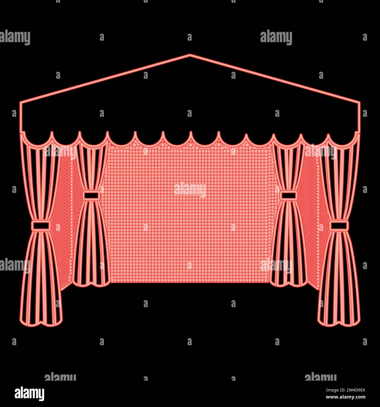 Neonpavillon zum Einkaufen Business-Zelt Marquee für Werbung Symbol schwarz Farbvektor Illustration flacher Stil einfaches Bild Rot Farbvektor Stock Vektor