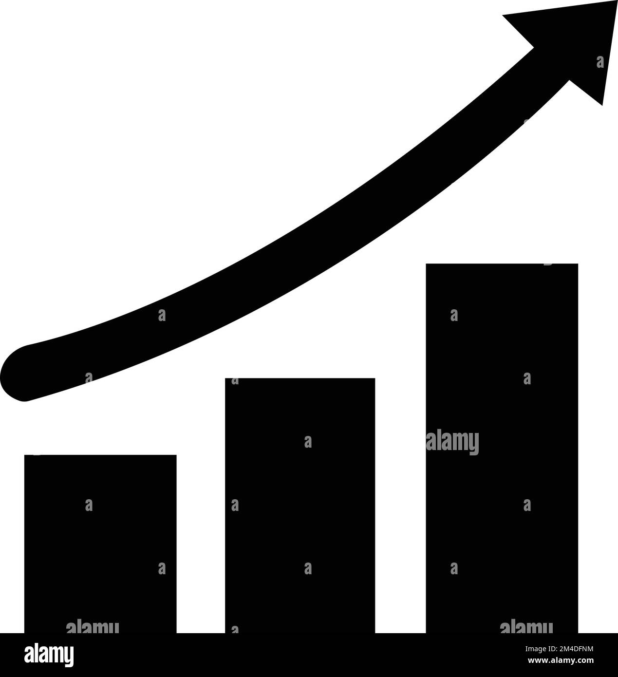 Symbol für Wachstum. Symbol für wachsende Gewinne. Wachsendes Diagrammsymbol. Pfeildiagramm. Balkendiagramm für Finanzen. Fortschrittsvektor erhöhen Stock Vektor