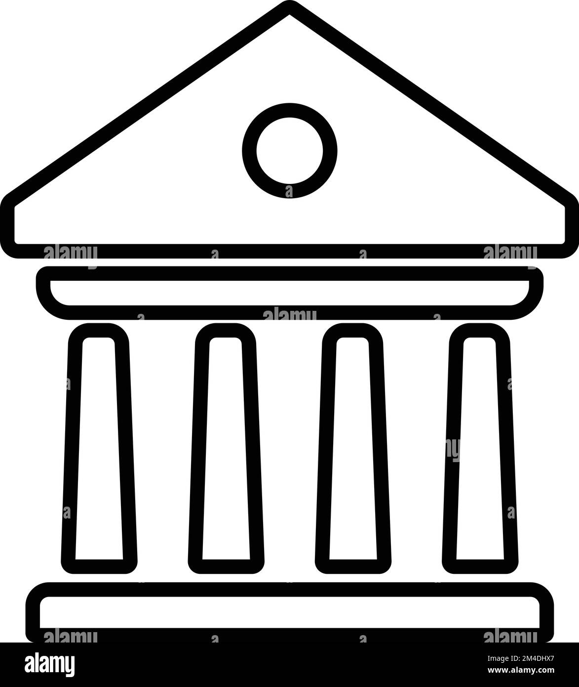 Symbol für das Erstellen einer Bank. Regierungsgebäude im Umrissstil. Gebäude mit Spalten. Symbol für historische Gebäudelinie - Bestandsvektor. Stock Vektor