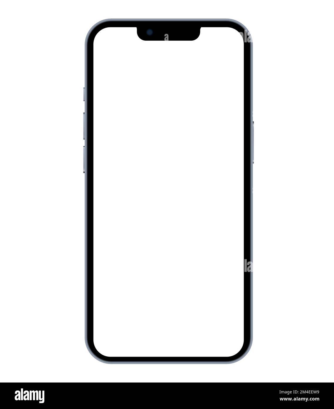 Vorderansicht des iPhone 14 Vektor-Smartphone-Modells. 3D Abbildung eines modernen Apfelhandys mit leerem Bildschirm. Stock Vektor