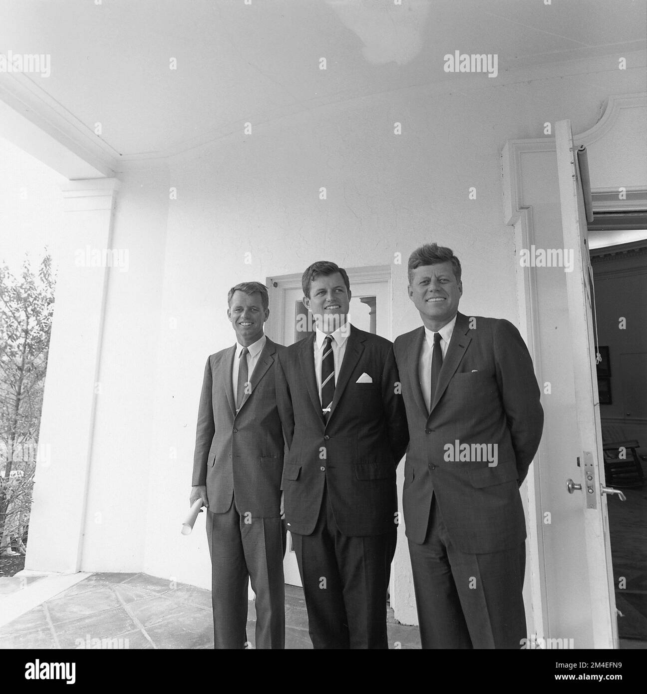 Das Kennedy Brüder: Attorney General Robert F. Kennedy, Senator Ted Kennedy, Präsident John F. Kennedy 1963 Stockfoto