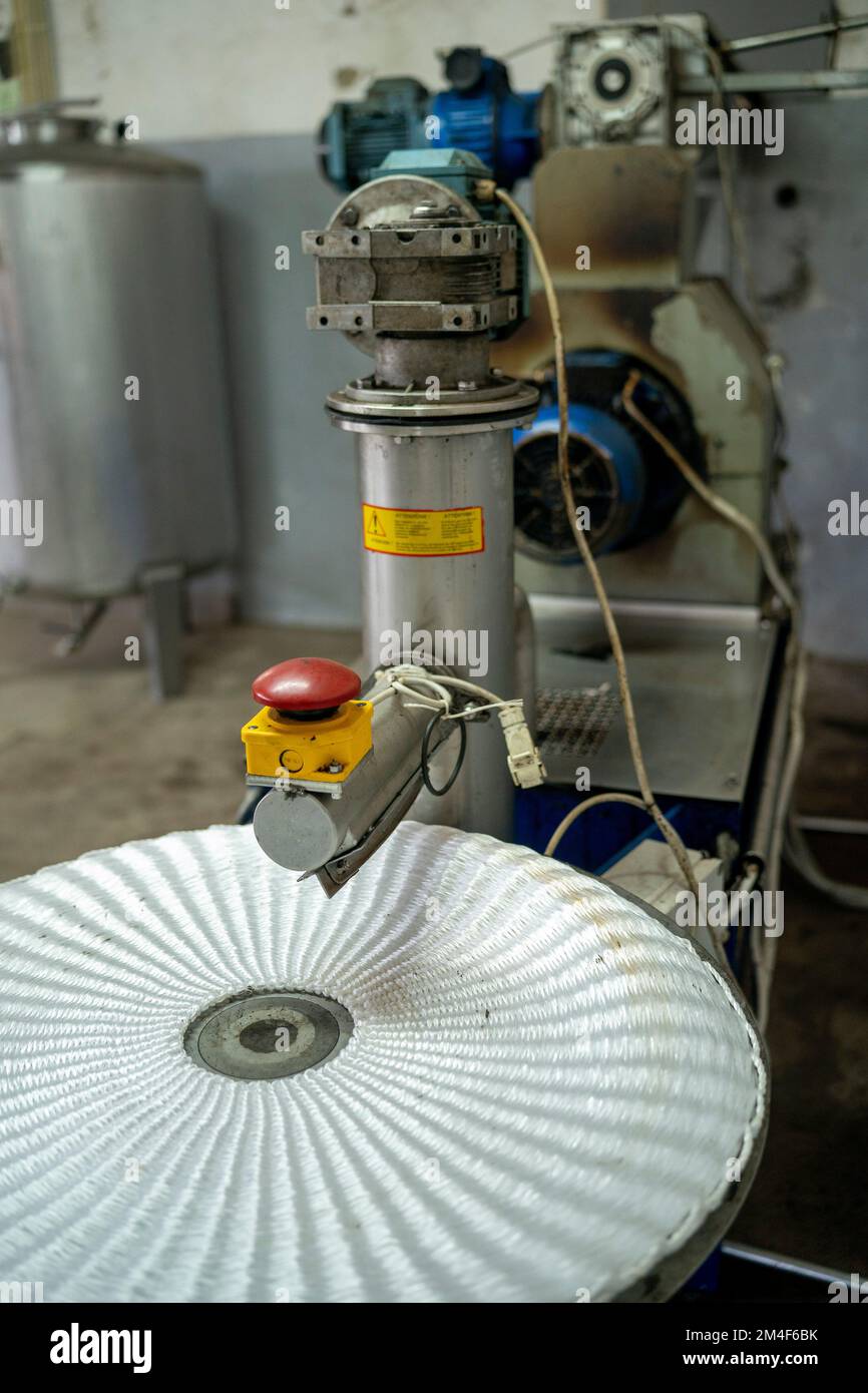 Olivenölpressmaschinen Stockfoto