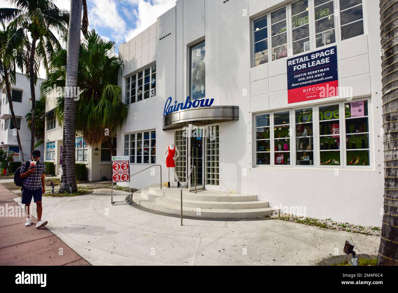 Straßenszene im historischen Art Deco District in South Beach, Miami, Florida. Stockfoto