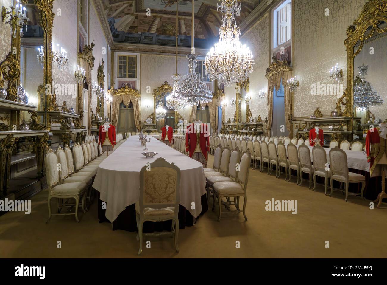 Sala da Ceia - Bankettsaal im Palácio da Ajuda - Palast von Ajuda in Lissabon, Portugal, Europa Stockfoto