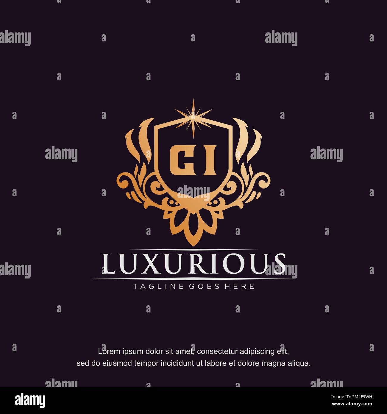 CI Anfangsbuchstabe Luxus Ornament Gold Monogramm Logo Vorlage Vektor. Stock Vektor