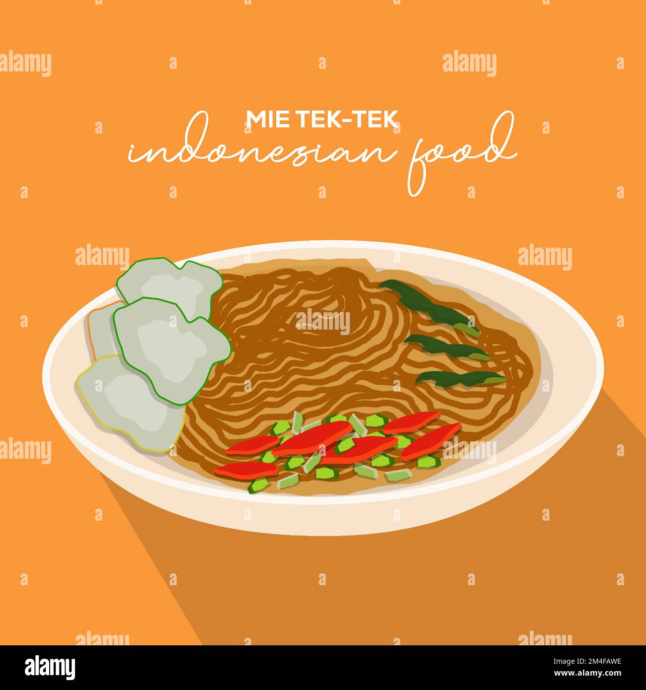 Flache indonesische Vektordarstellung für Lebensmittel Mie tek tek Stock Vektor