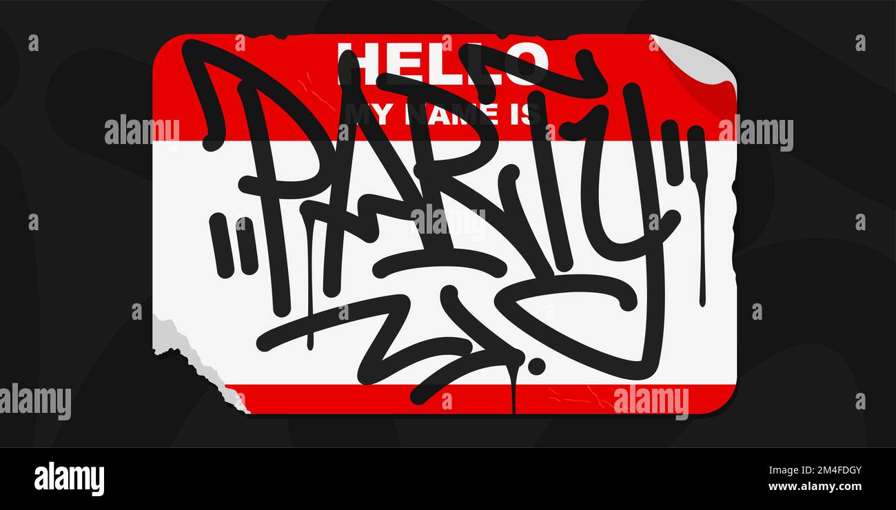 Abstract Graffiti Style Sticker Hallo Mein Name Ist Mit Einigen Street Art Lettering Vektor Illustration Template Stock Vektor