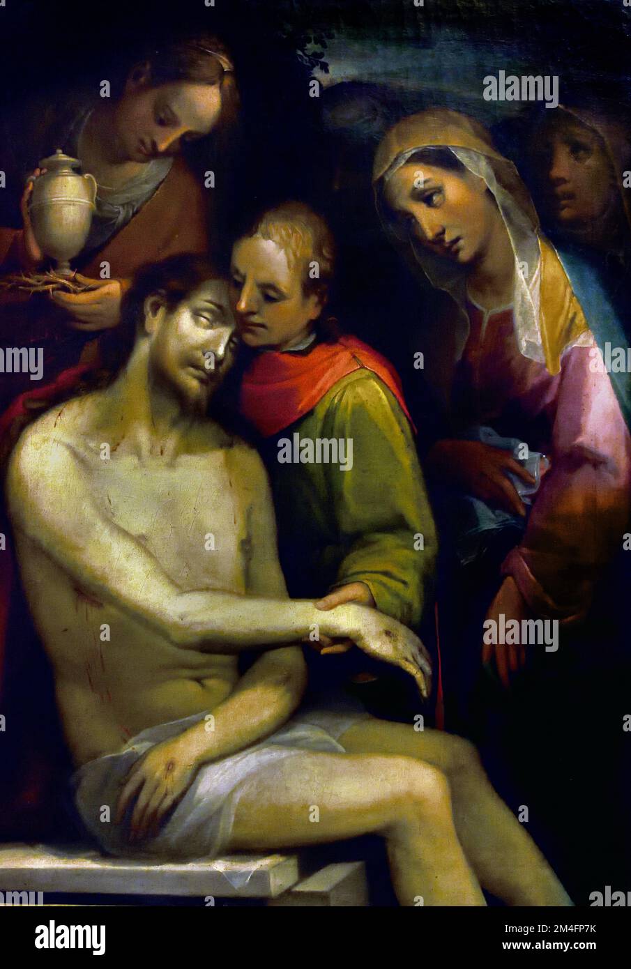 Pietà, Vincenzo Rustici - Siena,1557-1632 Christliche Kunst, Italien, Italienisch. Pieta, die Jungfrau Maria, die sie hält und trauert, der Leib Jesu, Maria die Mutter, die trauert, der Leib Jesu, nach der Kreuzigung, Stockfoto
