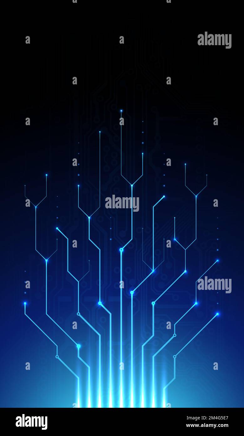 Leiterplattenhintergrund. Dunkelblaue abstrakte Technologievorlage, Designelement für Webbanner, Poster. Computertechnik. Science futuristic vecto Stock Vektor