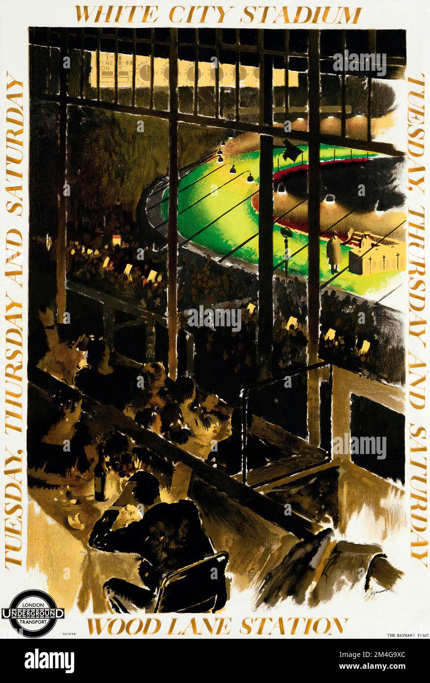 Poster der Londoner U-Bahn - Harold Sandys Williamson Kunstwerke - WHITE CITY STADIUM, GREYHOUND-RENNEN, 1934 Stockfoto