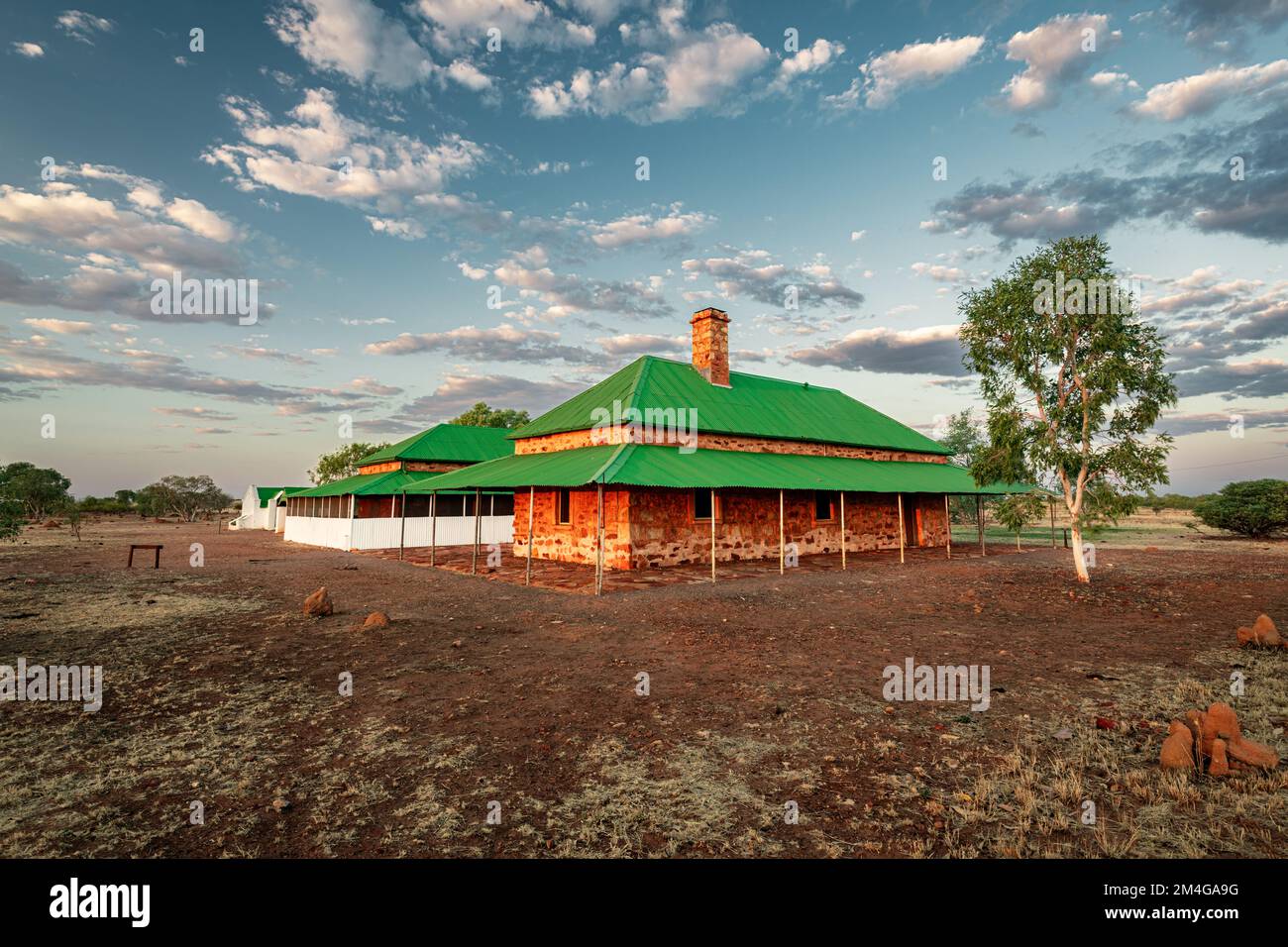 Historische Overland Telegraph Station in Tennant Creek. Stockfoto