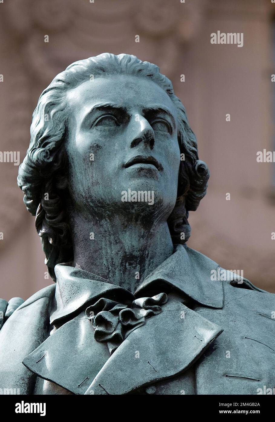 Friedrich Schiller, Goethe-Schiller-Denkmal vor dem Deutschen Nationaltheater, Detail, Deutschland, Thüringen, Weimar Stockfoto