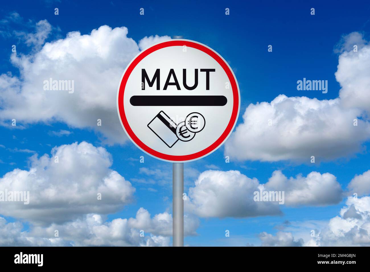 Kraftfahrzeugsteuer für Autos gegen den blauen Himmel, Deutschland Stockfoto