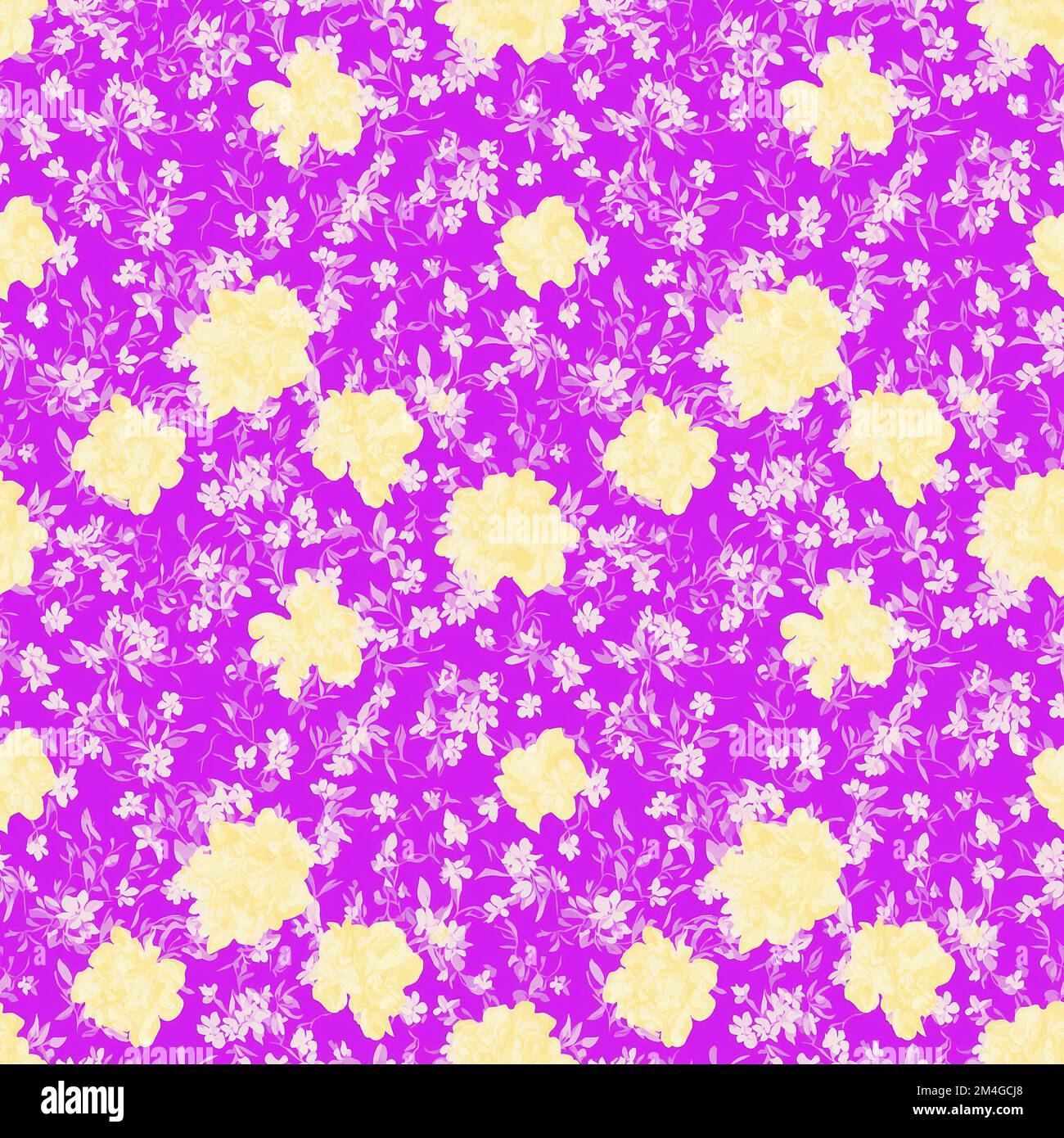Nahtloses Blumenmuster im Vintage-Stil mit sich wiederholendem Hintergrund für Netz und Druck Stockfoto