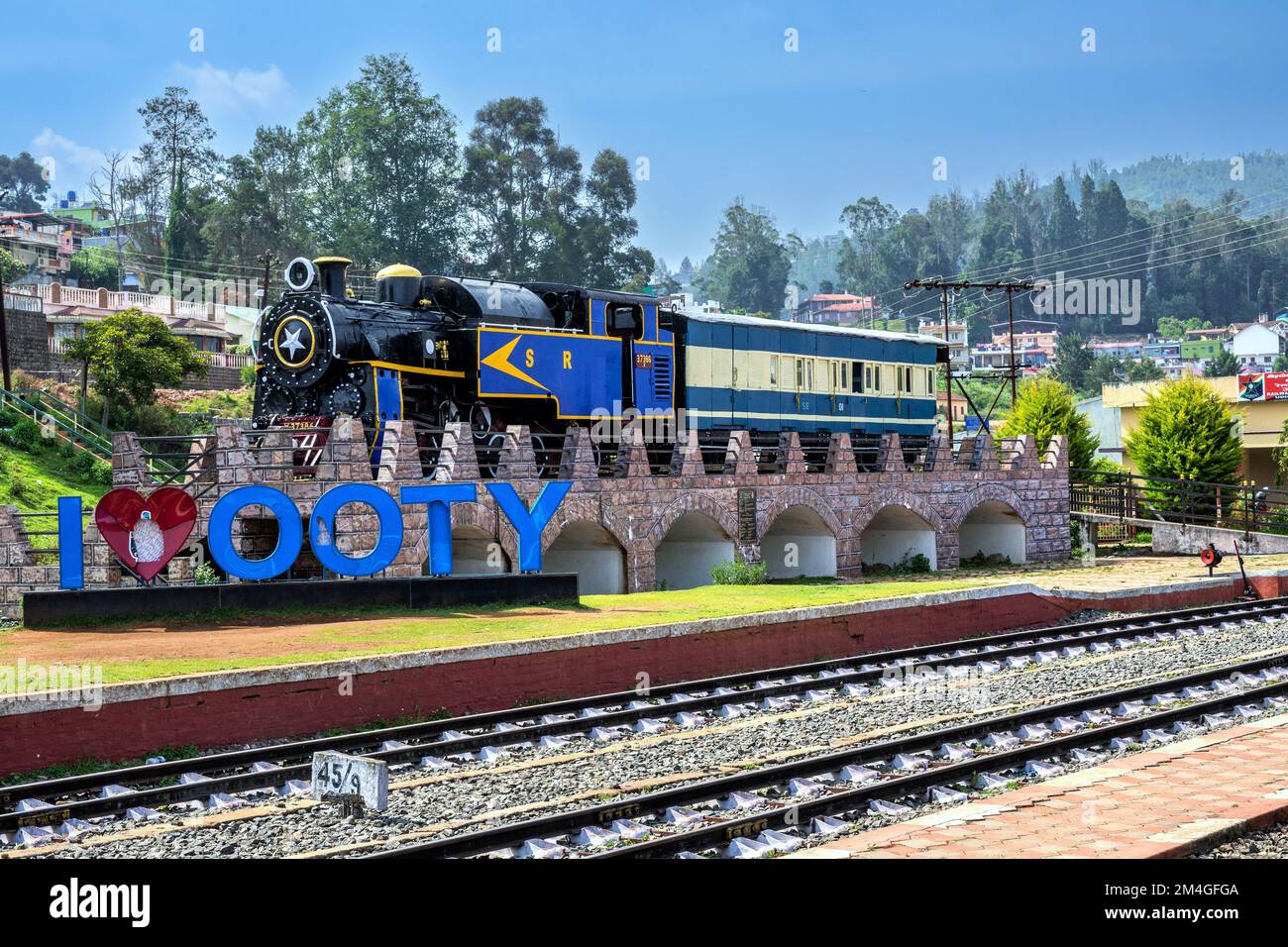Bahnhof, Ooty, Udhagamandalam, Tamil Nadu, Indien Stockfoto