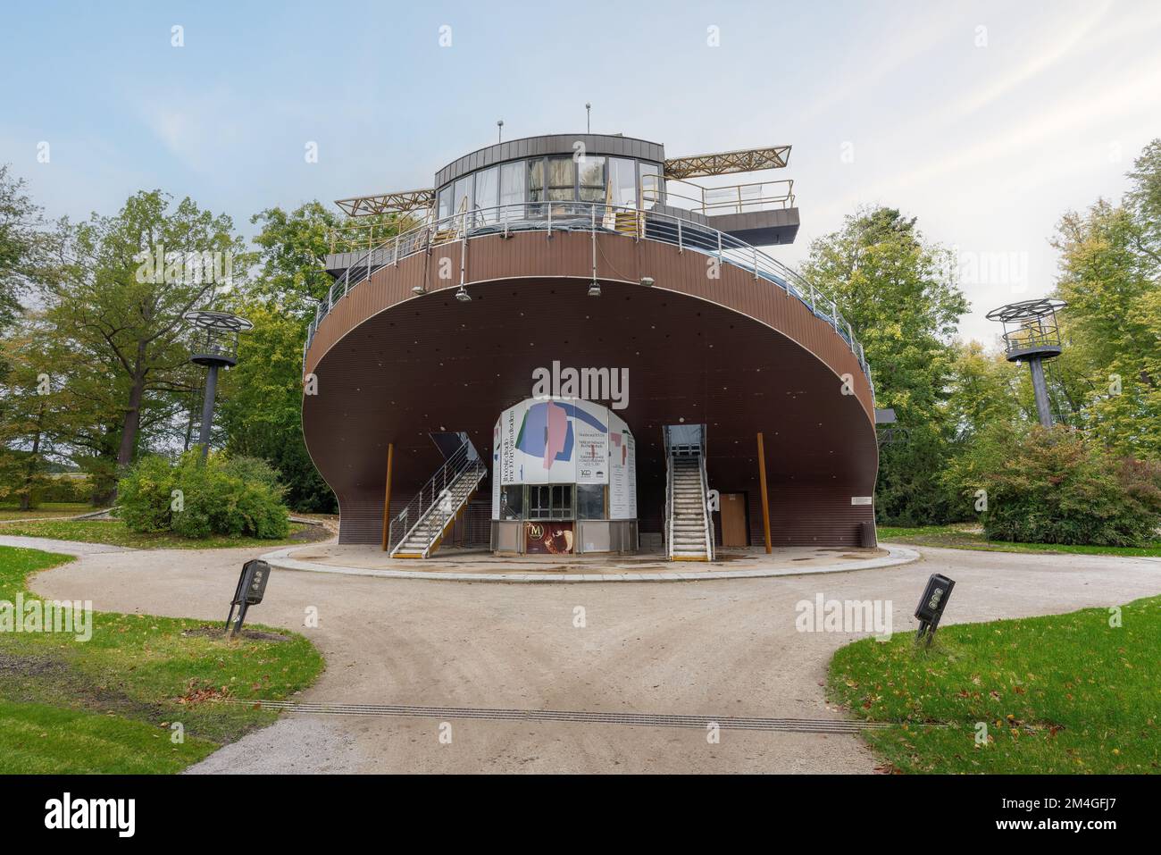 Freilufttheater mit drehendem Auditorium im Schlossgarten Cesky Krumlov - Cesky Krumlov, Tschechische Republik Stockfoto