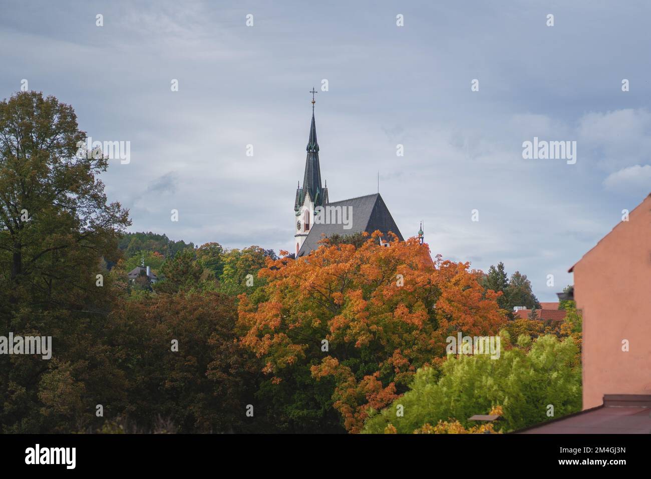 Veitskirche - Cesky Krumlov, Tschechische Republik Stockfoto