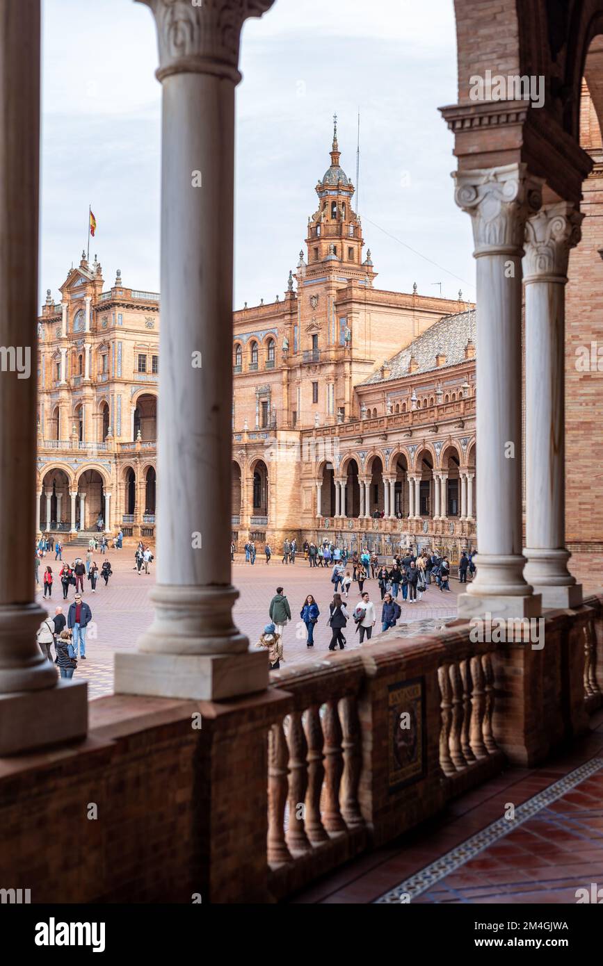 Plaza de Espana Spanischer Platz in Sevilla Spanien am 8. Dezember 2022