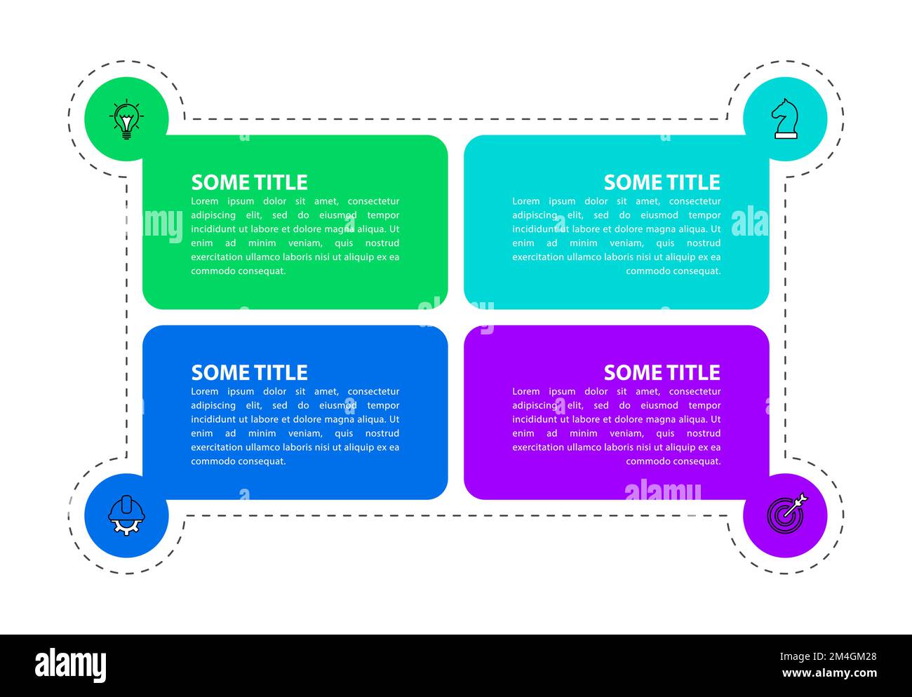 Infografik-Vorlage mit Symbolen und 4 Optionen oder Schritten. Kann für Workflow-Layout, Diagramm, Banner, webdesign verwendet werden. Vektorgrafik Stock Vektor