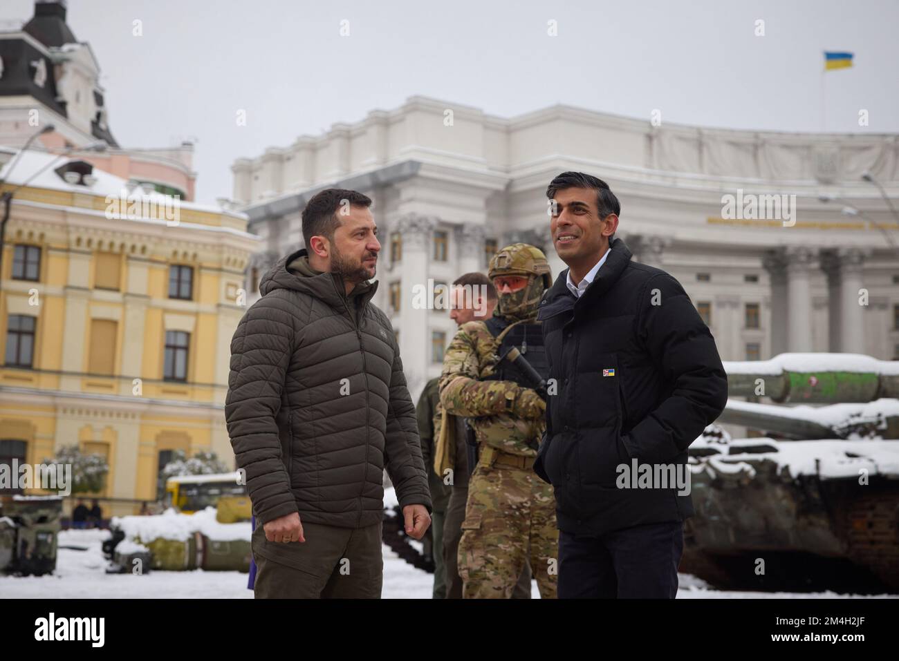 KIEW, UKRAINE - 19. November 2022 - der ukrainische Präsident Volodymyr Zelenskyy trifft sich mit dem britischen Premierminister Rishi Sunak in Kiew, Ukraine. Es Stockfoto