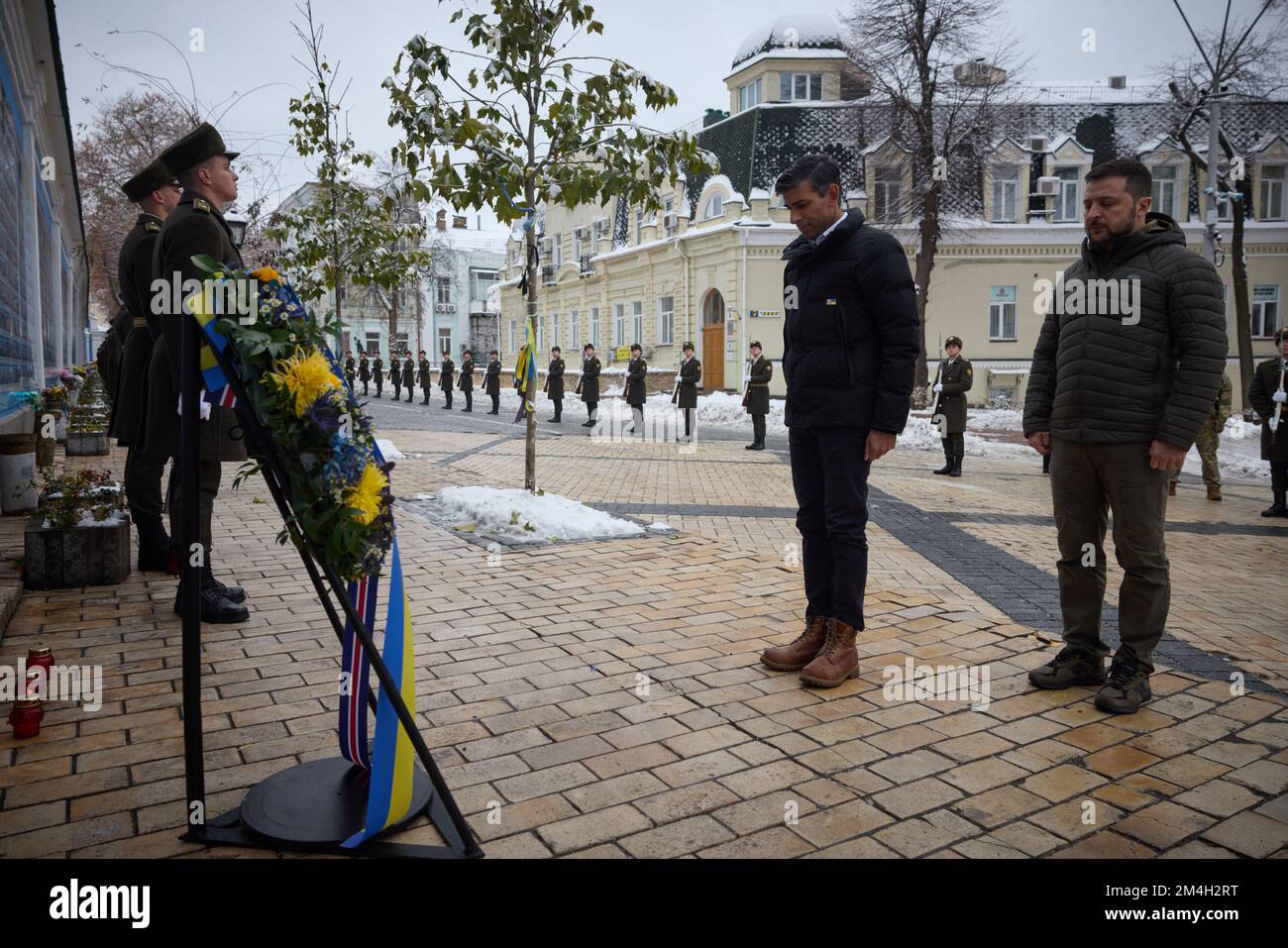 KIEW, UKRAINE - 19. November 2022 - der ukrainische Präsident Volodymyr Zelenskyy trifft sich mit dem britischen Premierminister Rishi Sunak in Kiew, Ukraine. Es Stockfoto