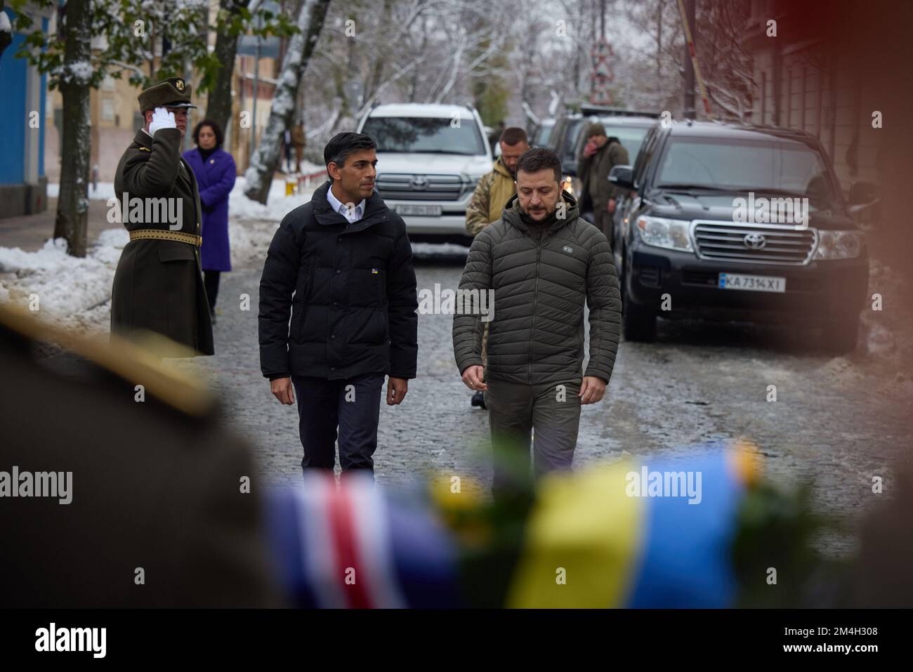 KIEW, UKRAINE - 19. November 2022 - der ukrainische Präsident Volodymyr Zelenskyy trifft sich mit dem britischen Premierminister Rishi Sunak in Kiew, Ukraine. Es Stockfoto