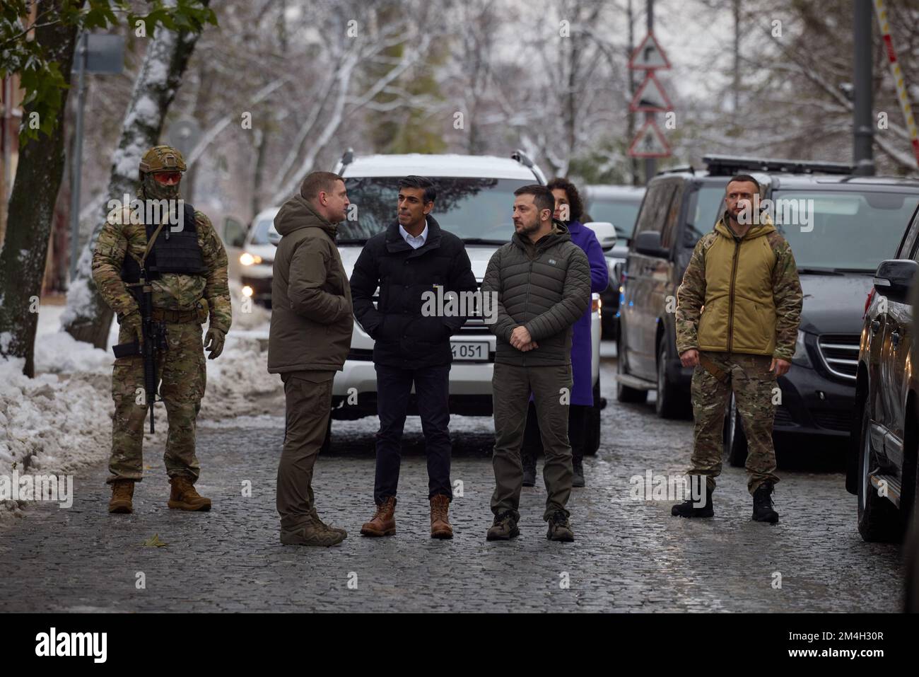 KIEW, UKRAINE - 19. November 2022 - der ukrainische Präsident Volodymyr Zelenskyy trifft sich mit dem britischen Premierminister Rishi Sunak in Kiew, Ukraine. Es Stockfoto