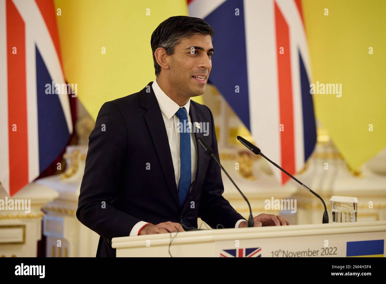 KIEW, UKRAINE - 19. November 2022 - der ukrainische Präsident Volodymyr Zelenskyy trifft sich mit dem britischen Premierminister Rishi Sunak in Kiew, Ukraine. Es Stockfoto