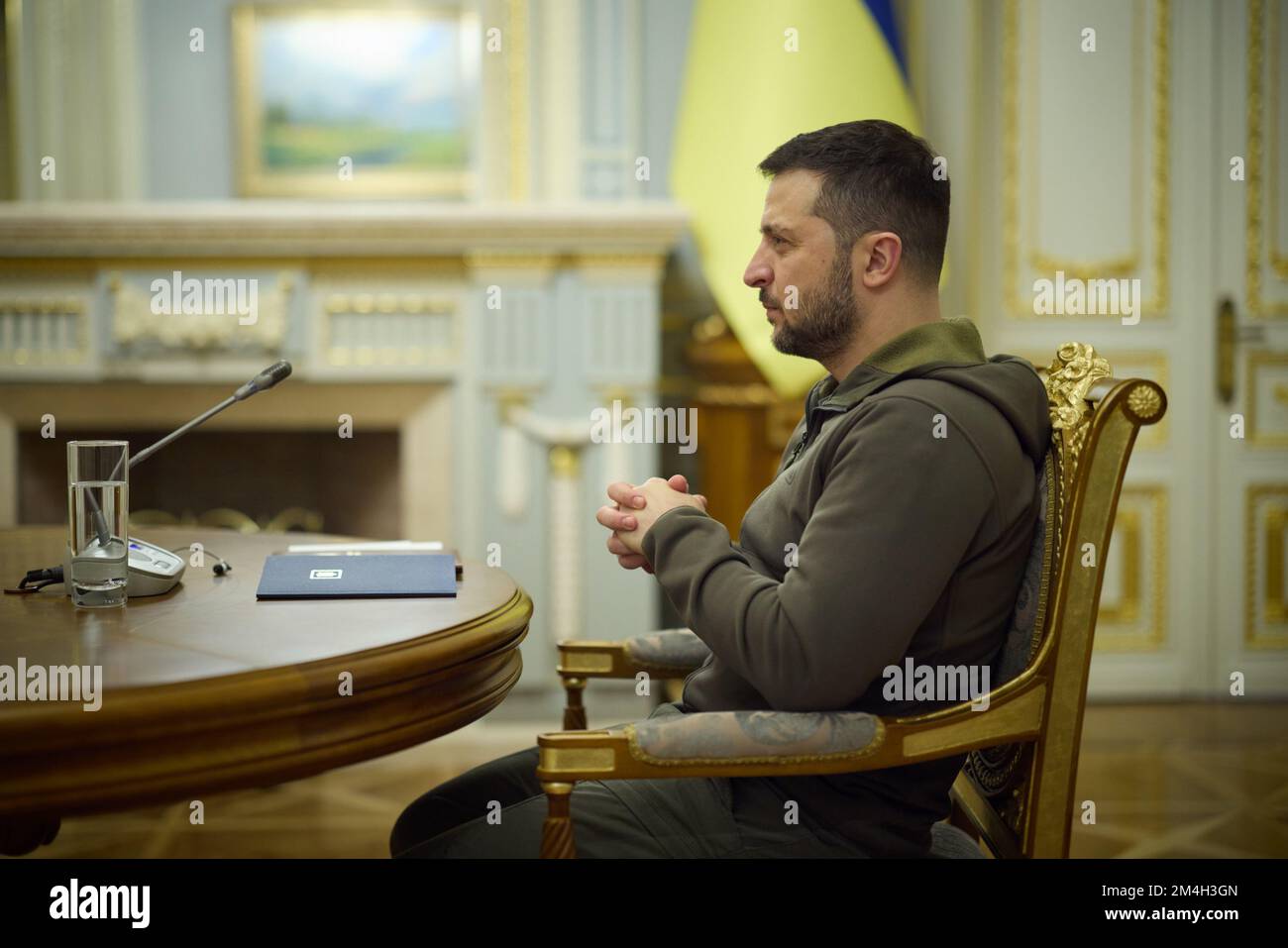 KIEW, UKRAINE - 19. November 2022 - der ukrainische Präsident Volodymyr Zelenskyy trifft sich mit dem britischen Premierminister Rishi Sunak in Kiew, Ukraine. Es Stockfoto