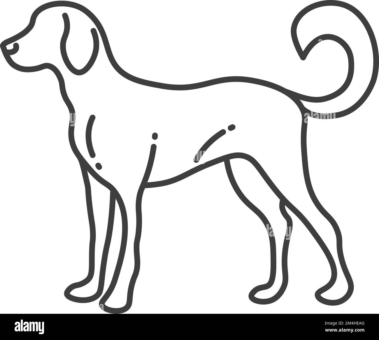 Symbol „Hund steht“. Freundliches lineares Zeichnen von Haustieren Stock Vektor