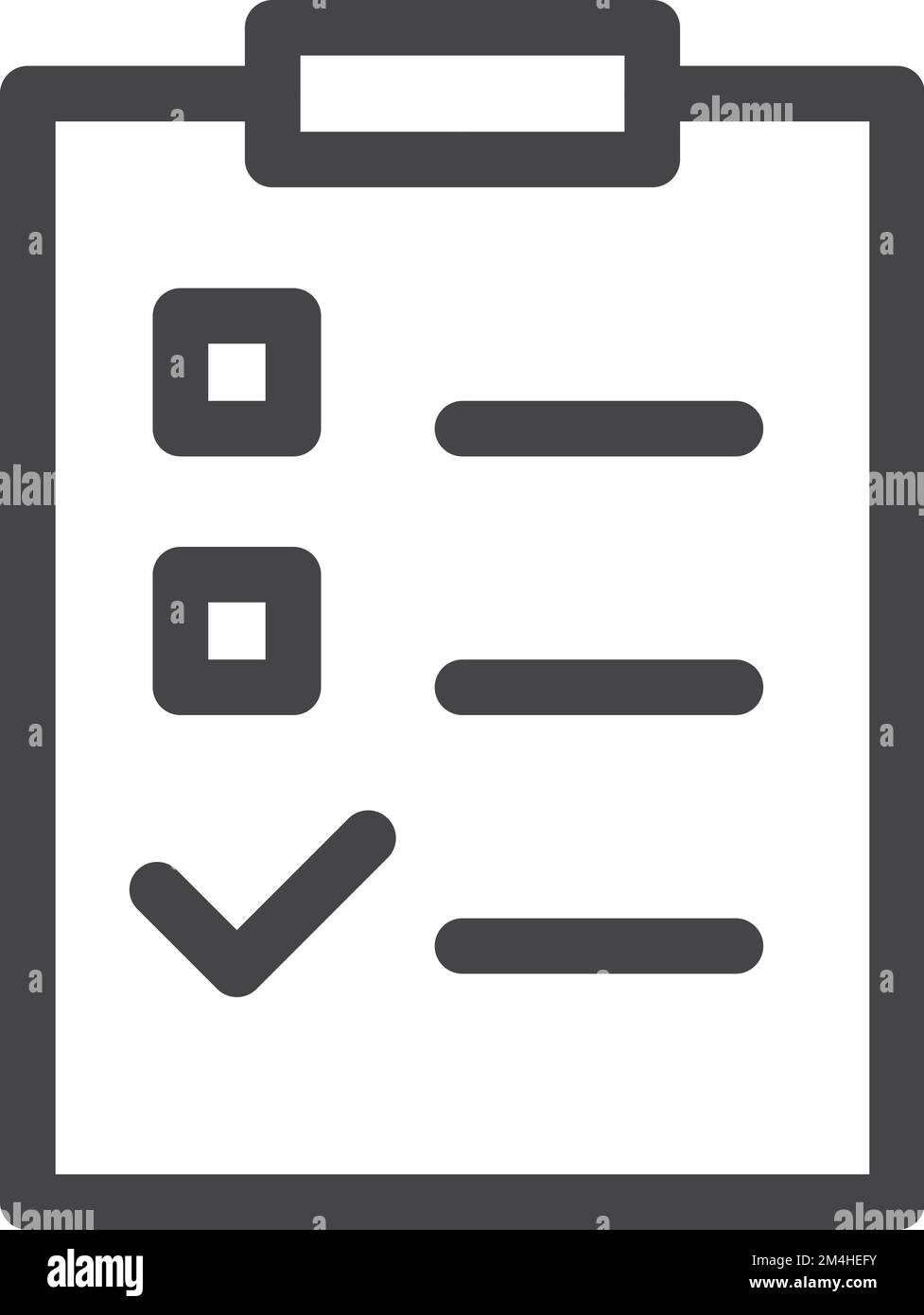Symbol "Checkliste". Papierdokument mit Häkchen für lineares Symbol Stock Vektor