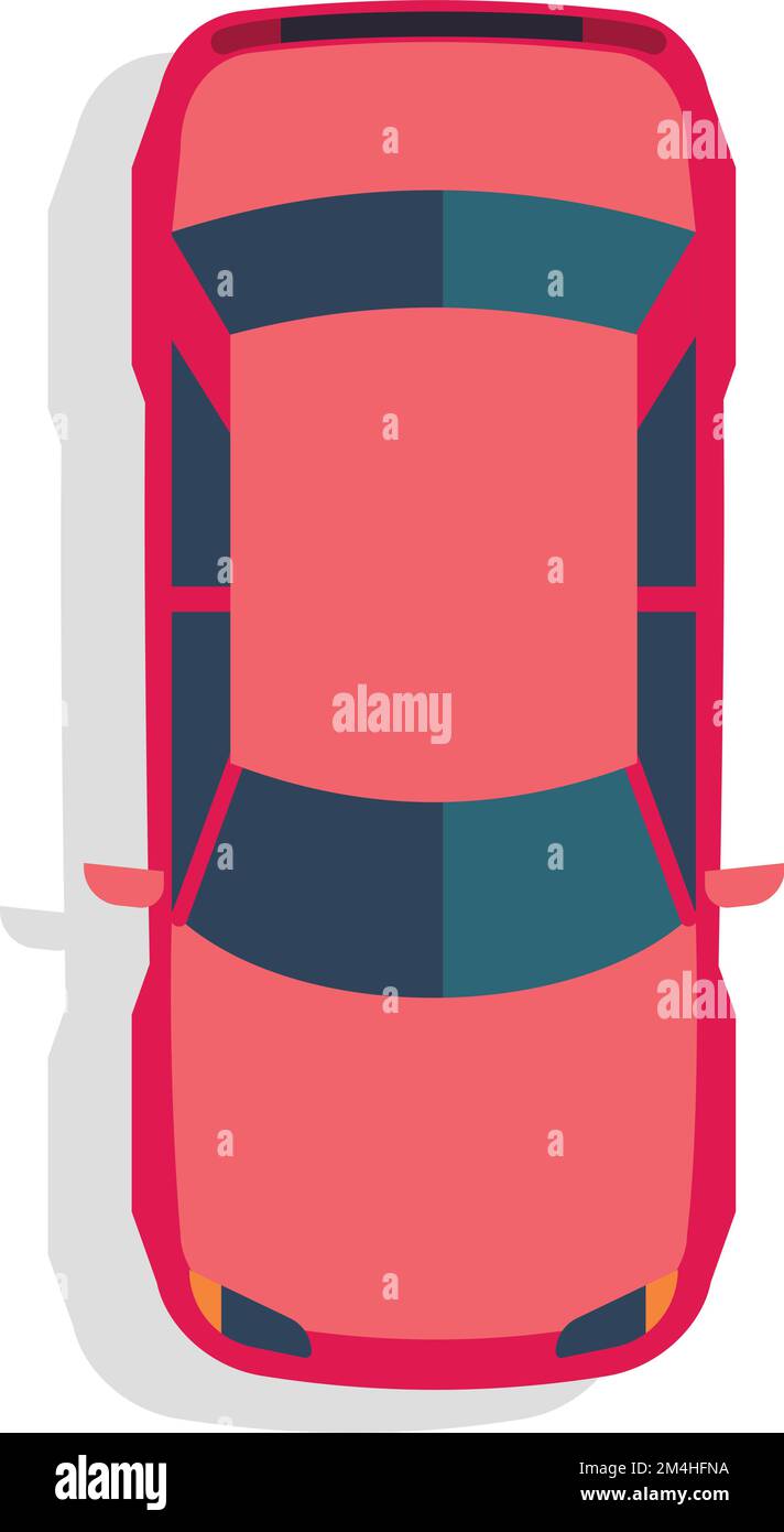 Rotes Symbol für Stadtfahrzeuge. Transport, Draufsicht Stock Vektor